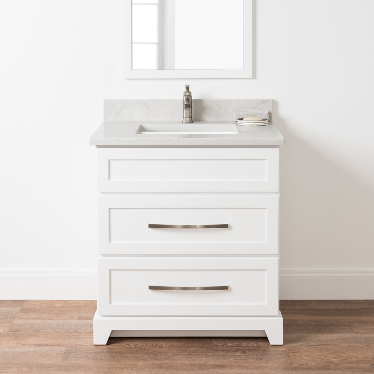 30" Dresser Style White (Modern Shaker) Vanity