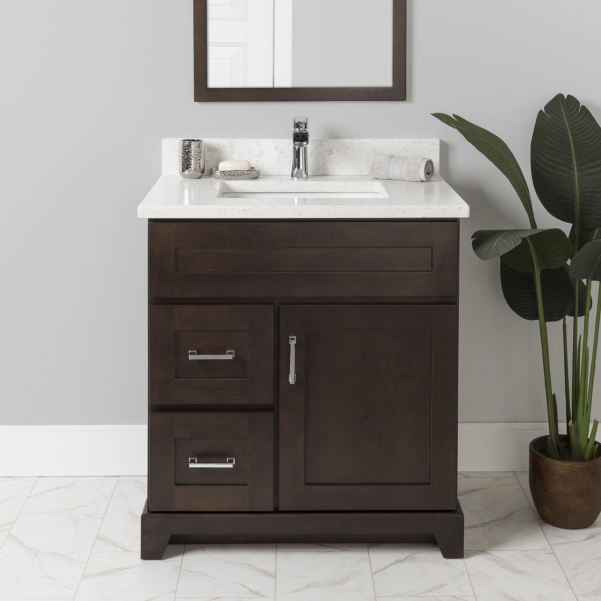 30" Left Drawer Chestnut (Shaker) Vanity