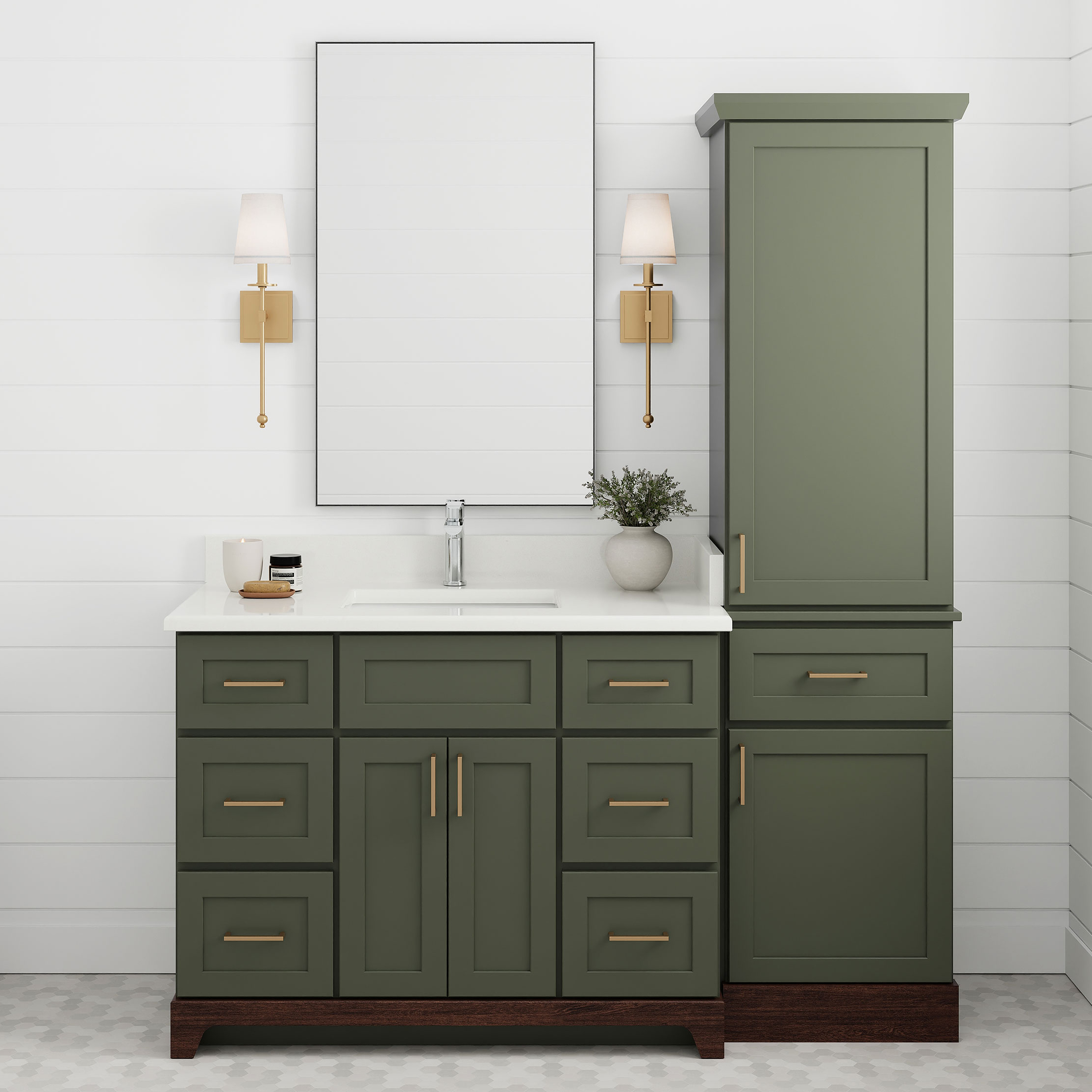 42" Alpine vanity and Linen Tower