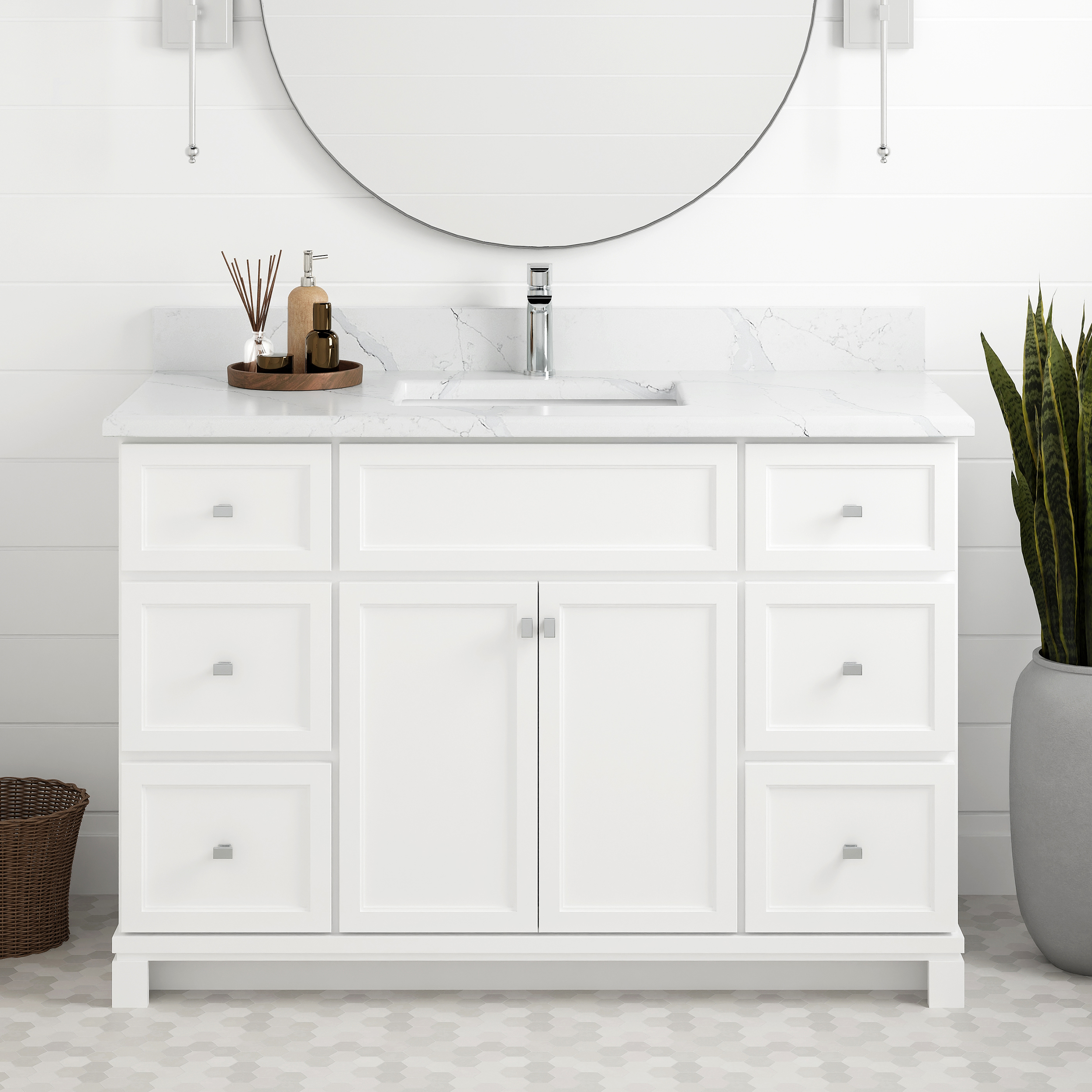 48" White (Stepped) Vanity