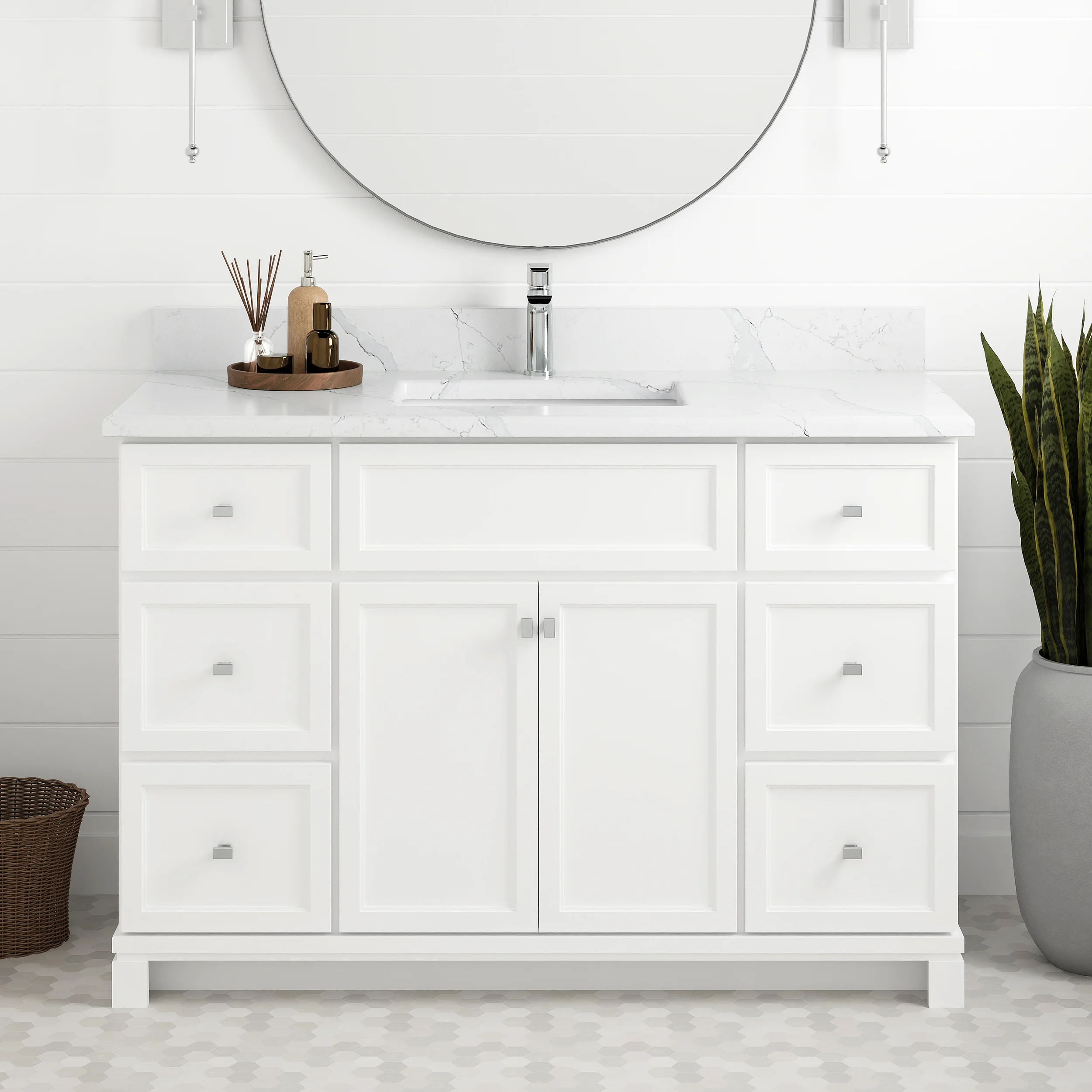 48" White (Stepped) Vanity