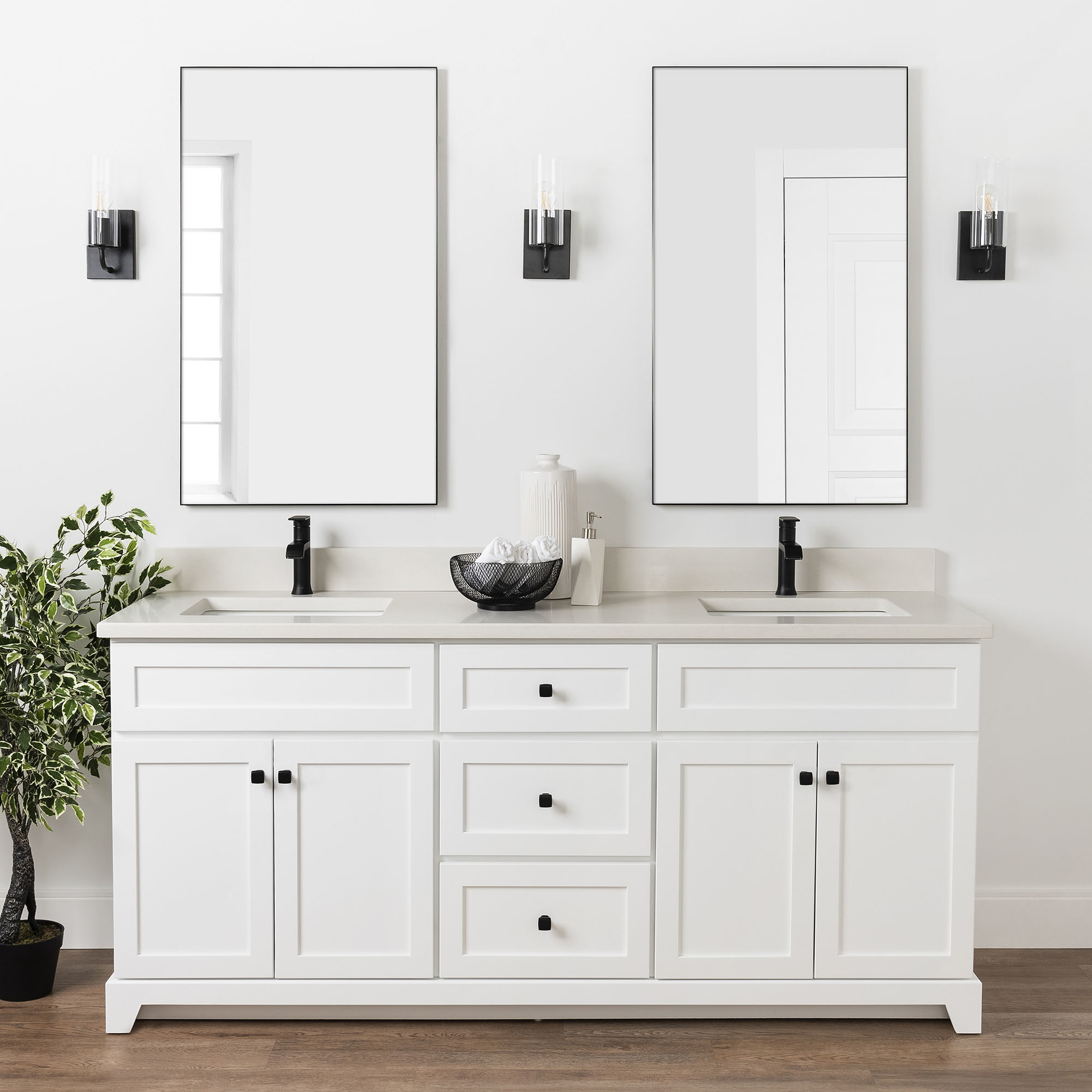 72" White (Modern Shaker) Vanity