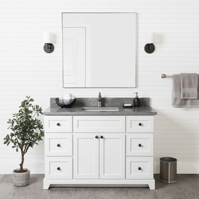Elevate Your Bathroom Style 🛀

Get the Look!
48" White (Modern Shaker) Vanity
Moonscape Quartz Top
Oil Rubbed Bronze Modern Knobs

Combine these elements for a chic and sophisticated vibe!

#bathroomdesign #bathroomreno #bathroomtransformation #bathroomvanities #stonewoodbathcabinetry
