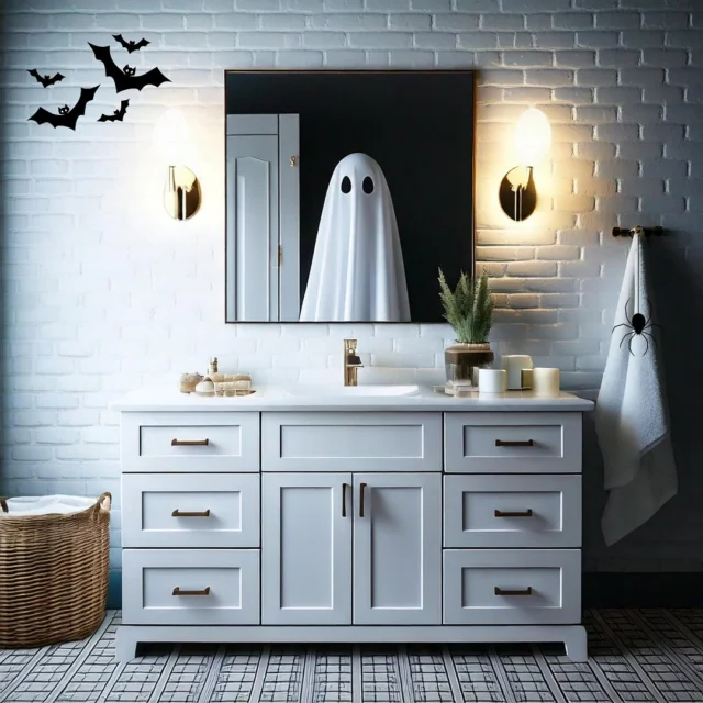 Even our vanities are getting into the Halloween spirit! 👻 Here’s to a night of stylish chills and thrills! 🎃✨